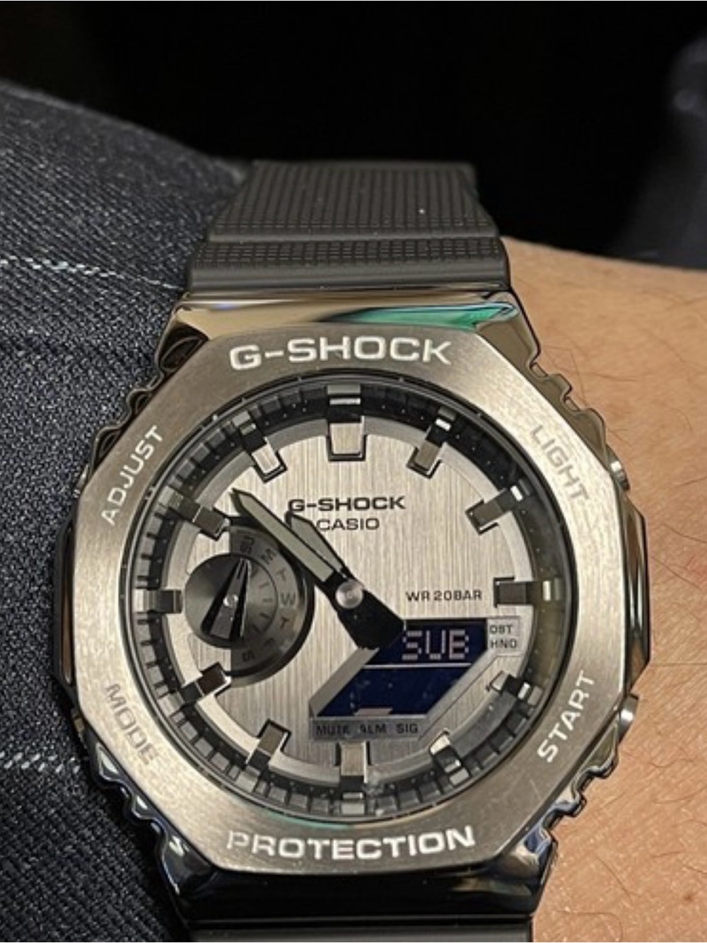 G-Shock Stainless Silver and Black Analog-Digital Watch